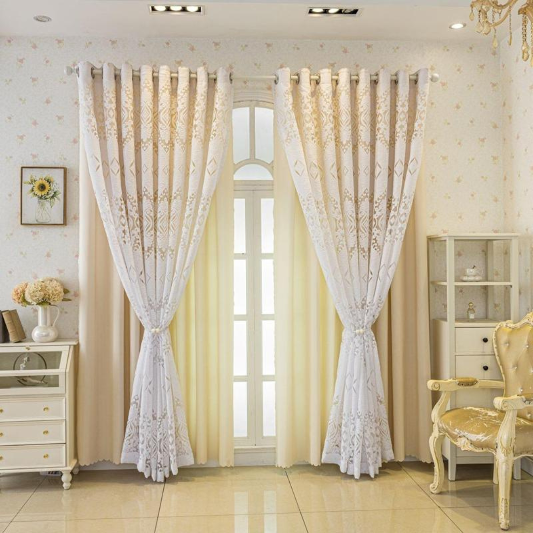 Cortina Doble de Tejido Grueso con Bloqueo de la Luz y Diseño Moderno (Dimensiones 265 cm largo x 166 cm ancho)®