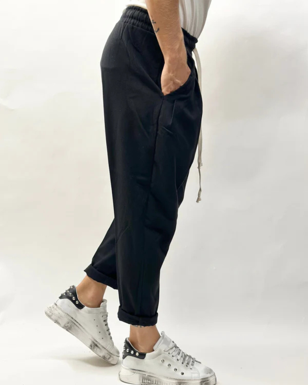 Pantalón casual con bolsillos y cintura de cordón ajustable para Hombre