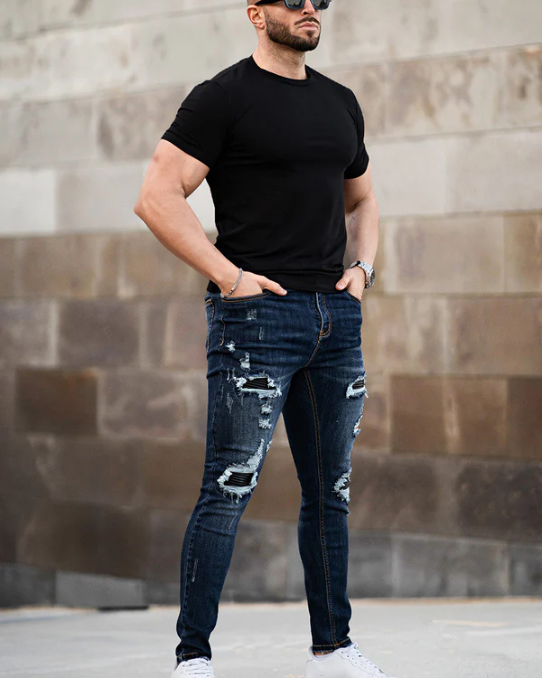 Pantalones vaqueros ajustados elásticos para hombre