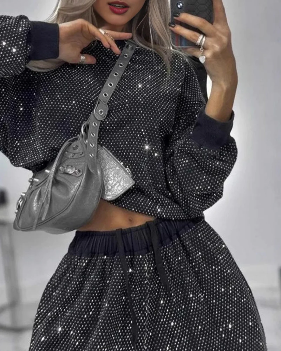 Conjunto de Dos Piezas con Bordado de Lentejuelas para Mujer