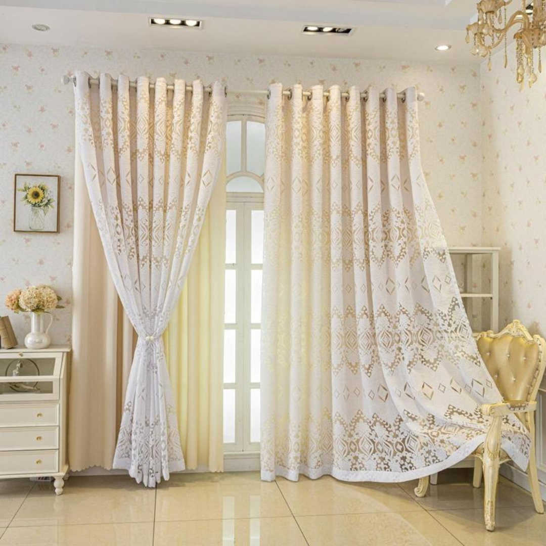 Cortina Doble de Tejido Grueso con Bloqueo de la Luz y Diseño Moderno (Dimensiones 265 cm largo x 166 cm ancho)®