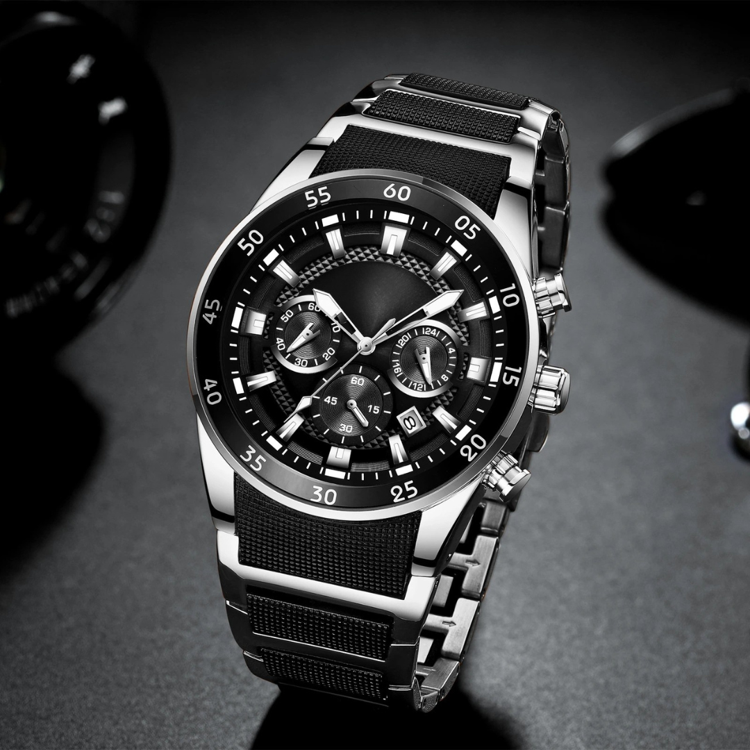 Reloj de cuarzo multifuncional resistente al agua para hombre