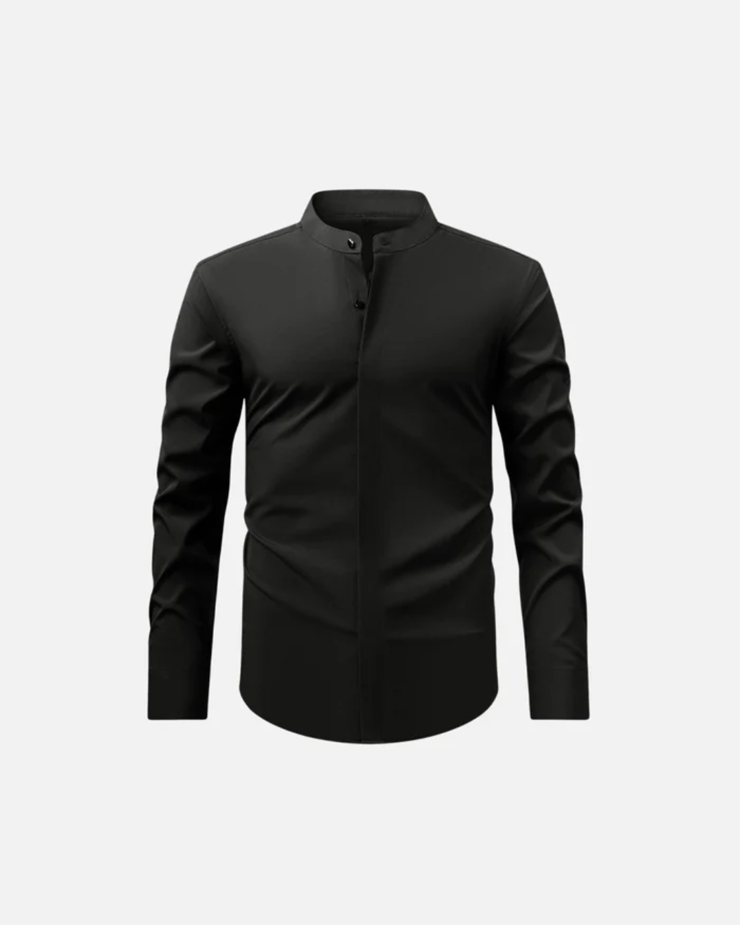 Camisa Manga Larga con Cuello Mao y Cierre Oculto para Hombre
