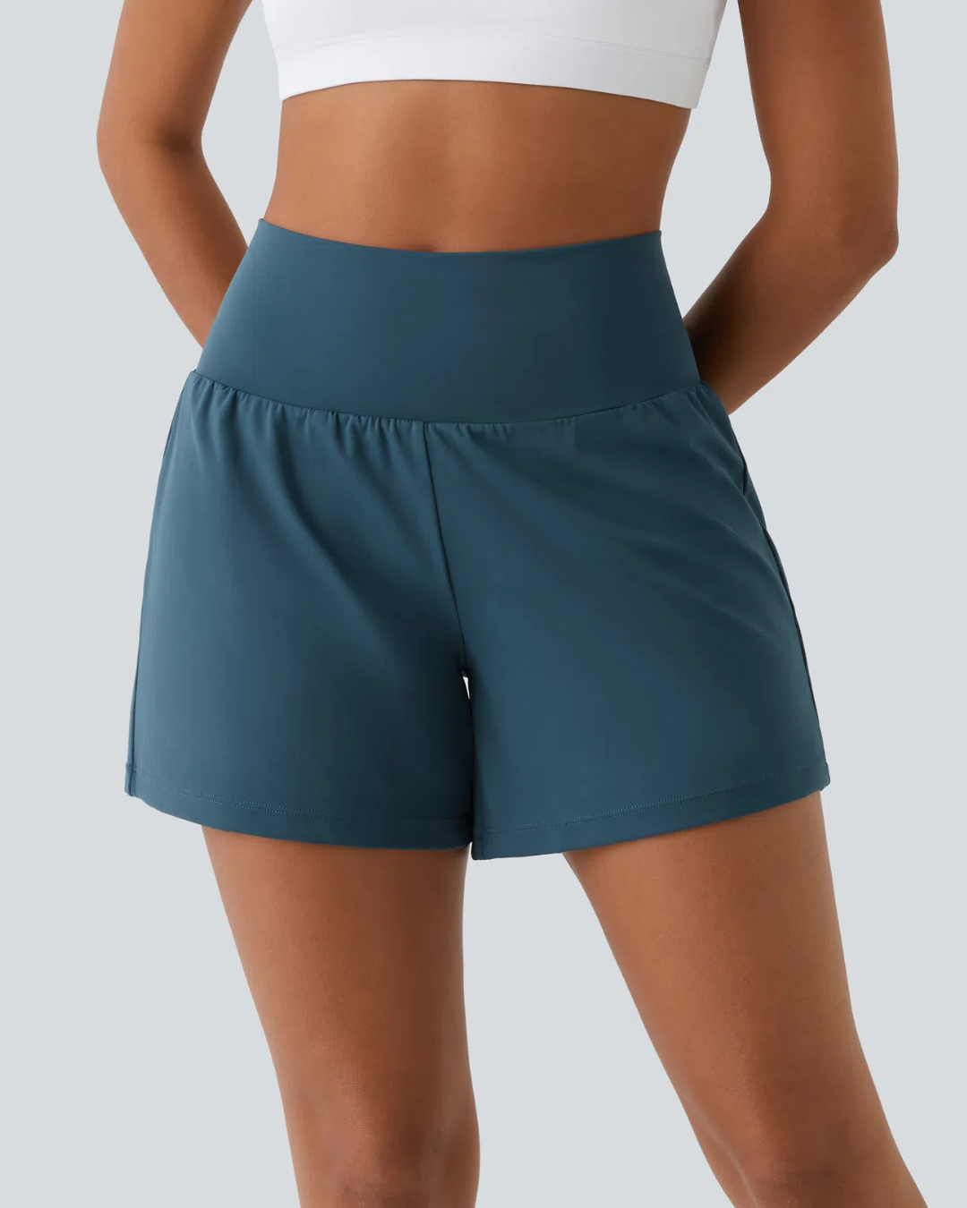 Short Deportivo de Tiro Alto con Bolsillo Trasero para Mujer