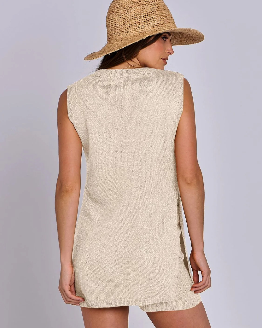 Conjunto de suéter sin mangas para mujer