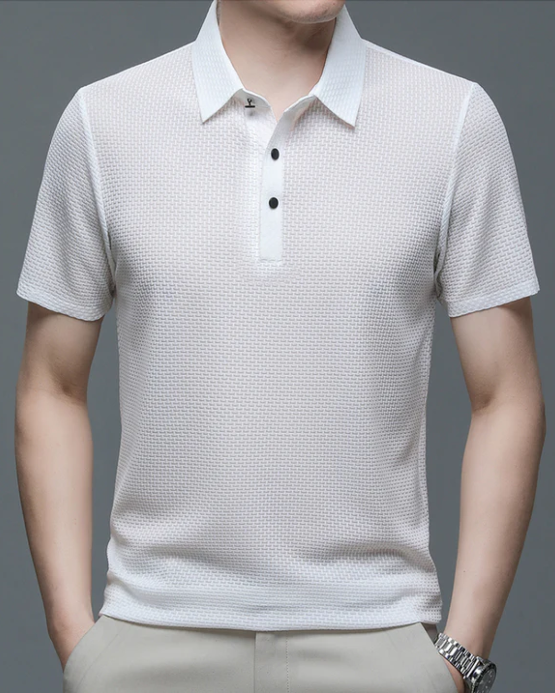 Polo con Tejido Texturizado de Manga Corta para Hombre