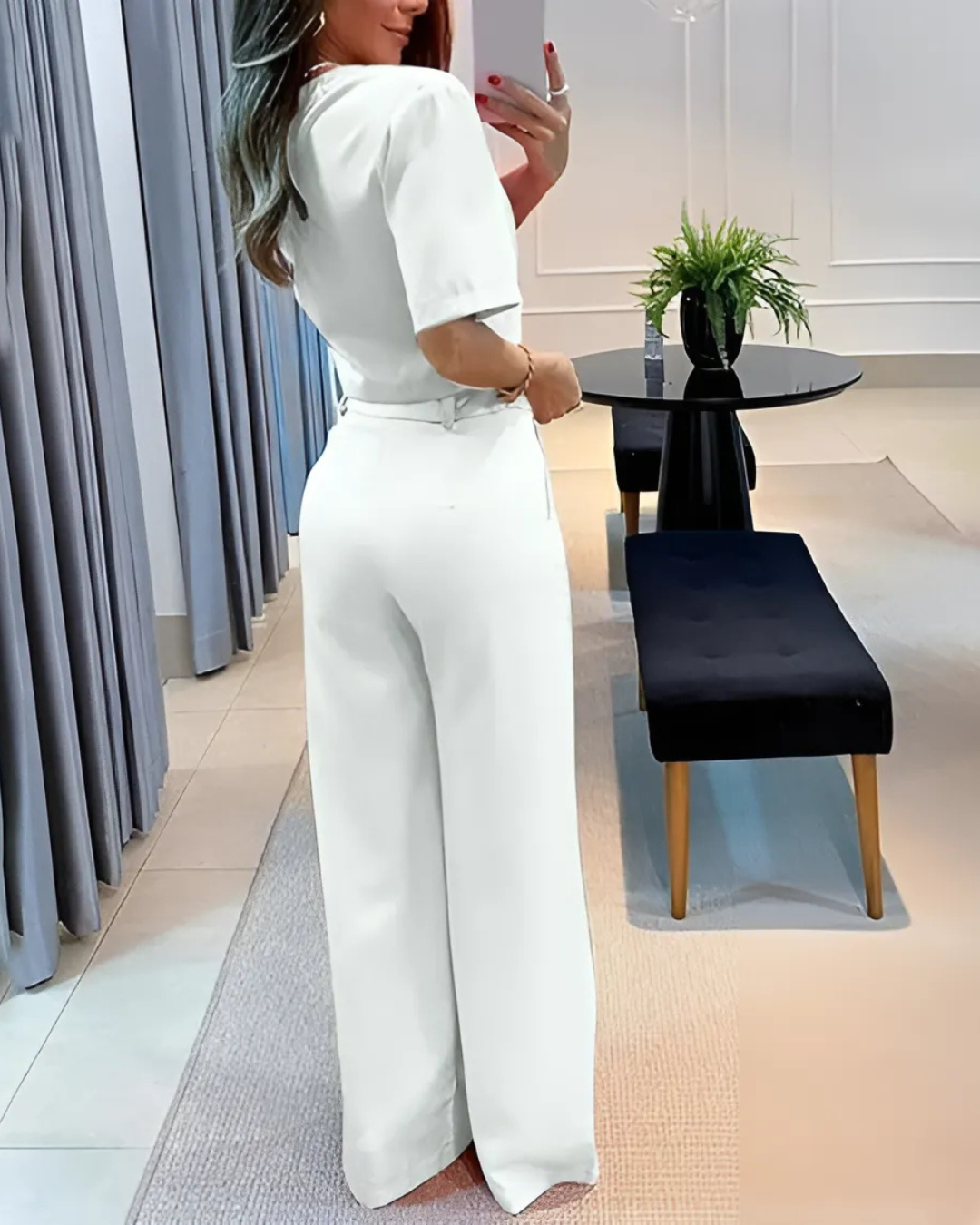 Conjunto Elegante con Top Corto y Pantalón de Pierna Ancha para Mujer®