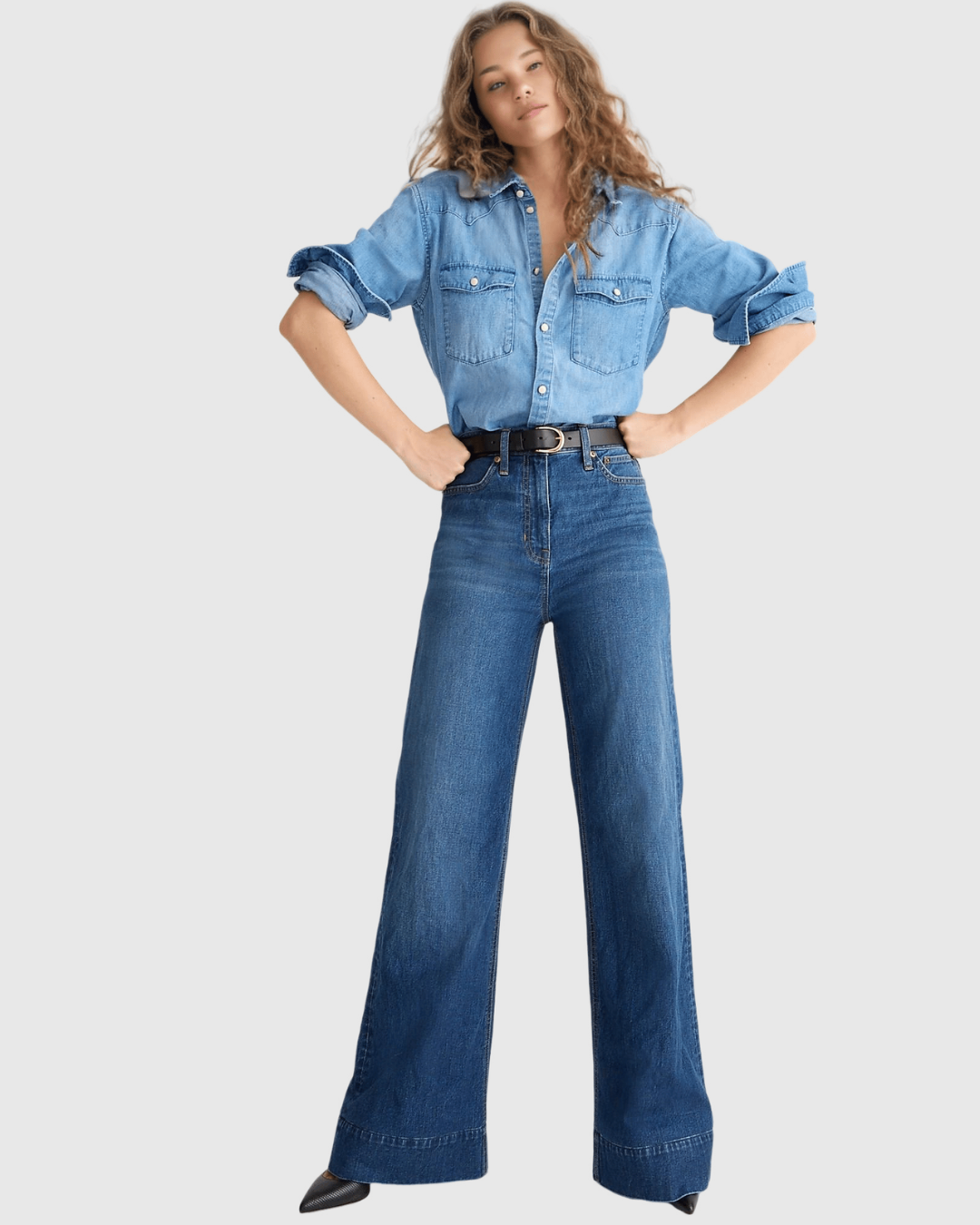 Pantalón de Cintura Alta y Corte Ancho con Control del Vientre®