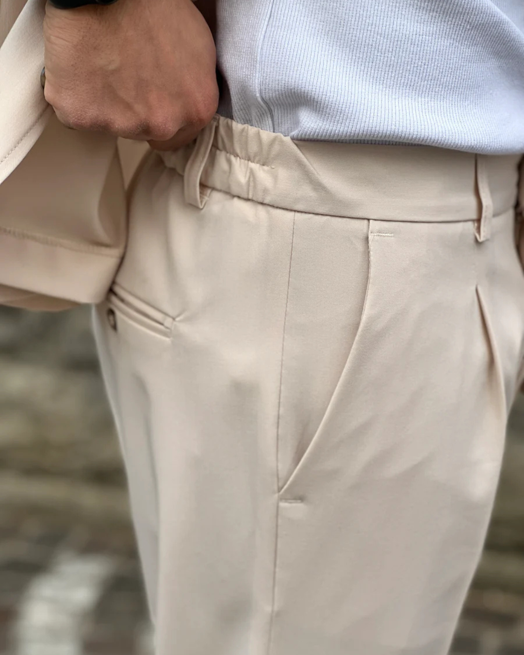 Conjunto de Chaqueta y Pantalón en Tonos Neutros para Hombre de Estilo Casual
