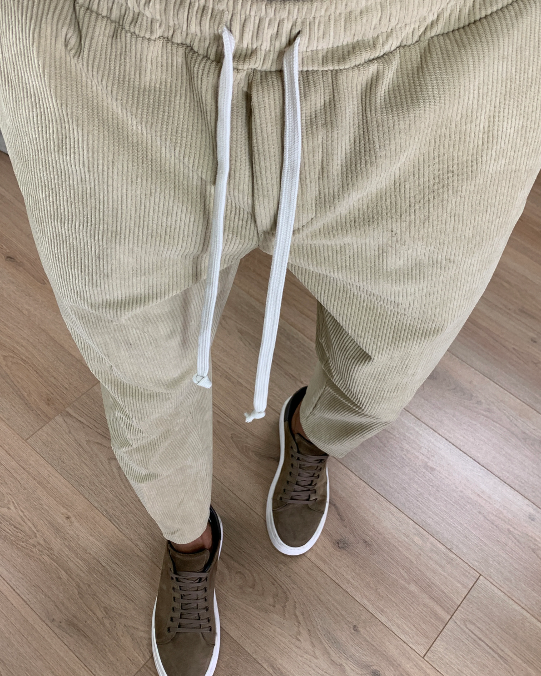 Pantalones de Corte Recto con Cintura Ajustable de Cordón para Hombres