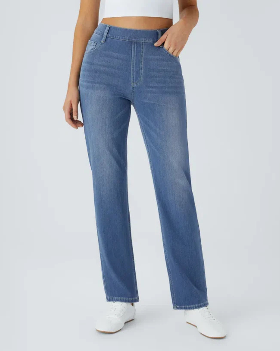 Pantalón de Mujer con Cintura Alta y Tejido Elástico, Comodidad y Estilo para el Día a Día