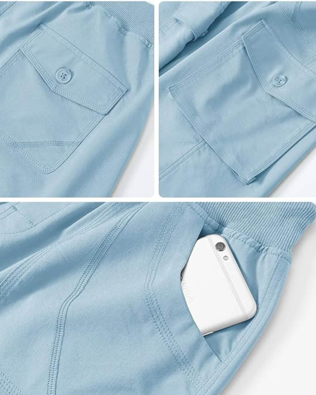 Pantalón cargo capri con bolsillos laterales y cintura ajustable