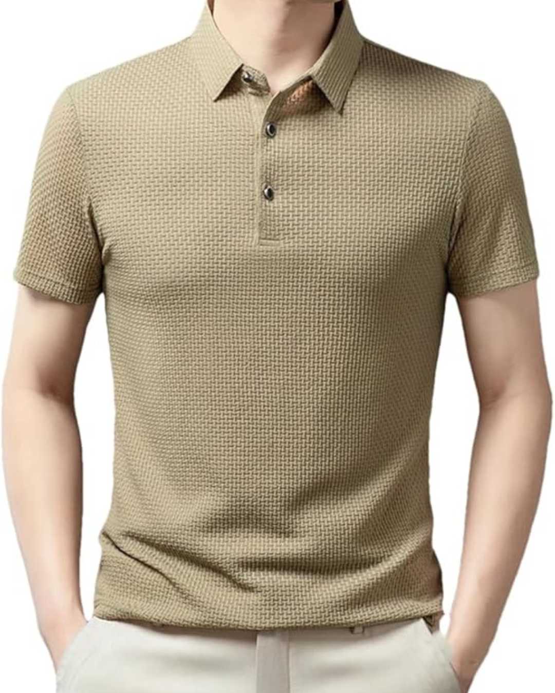 Polo con Tejido Texturizado de Manga Corta para Hombre