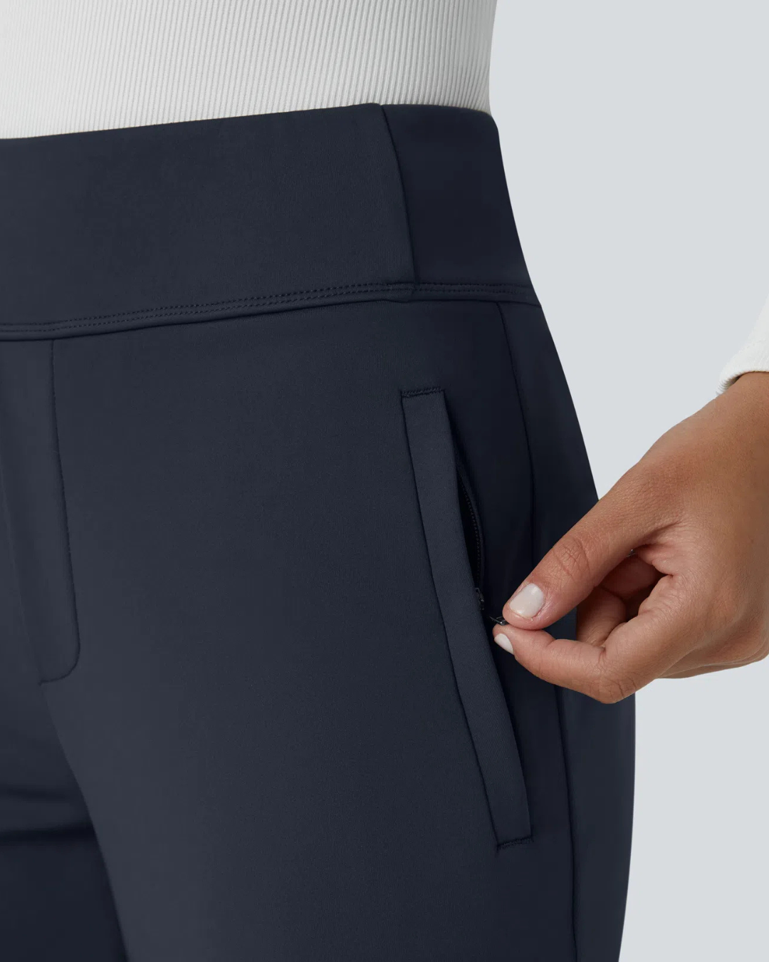 Pantalón de Cintura Alta para Mujer con Bolsillos Laterales con Cremallera