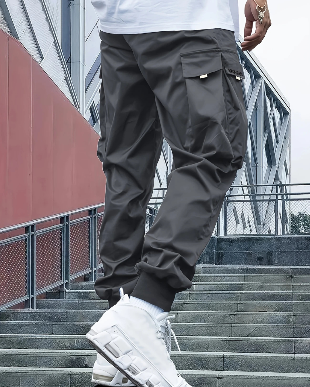 Pantalón cargo con cintura de cordón ajustable para Hombre