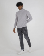 Jersey de cuello alto de lana con manga larga para hombre