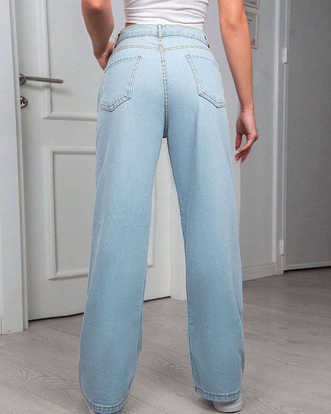 Vaqueros Ligeros de Pierna Ancha con Cintura Alta y Estilo Relajado®