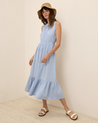 Vestido sin Mangas para Mujer en Lino con Volantes Ligero®