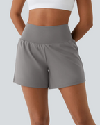 Short Deportivo de Tiro Alto con Bolsillo Trasero para Mujer