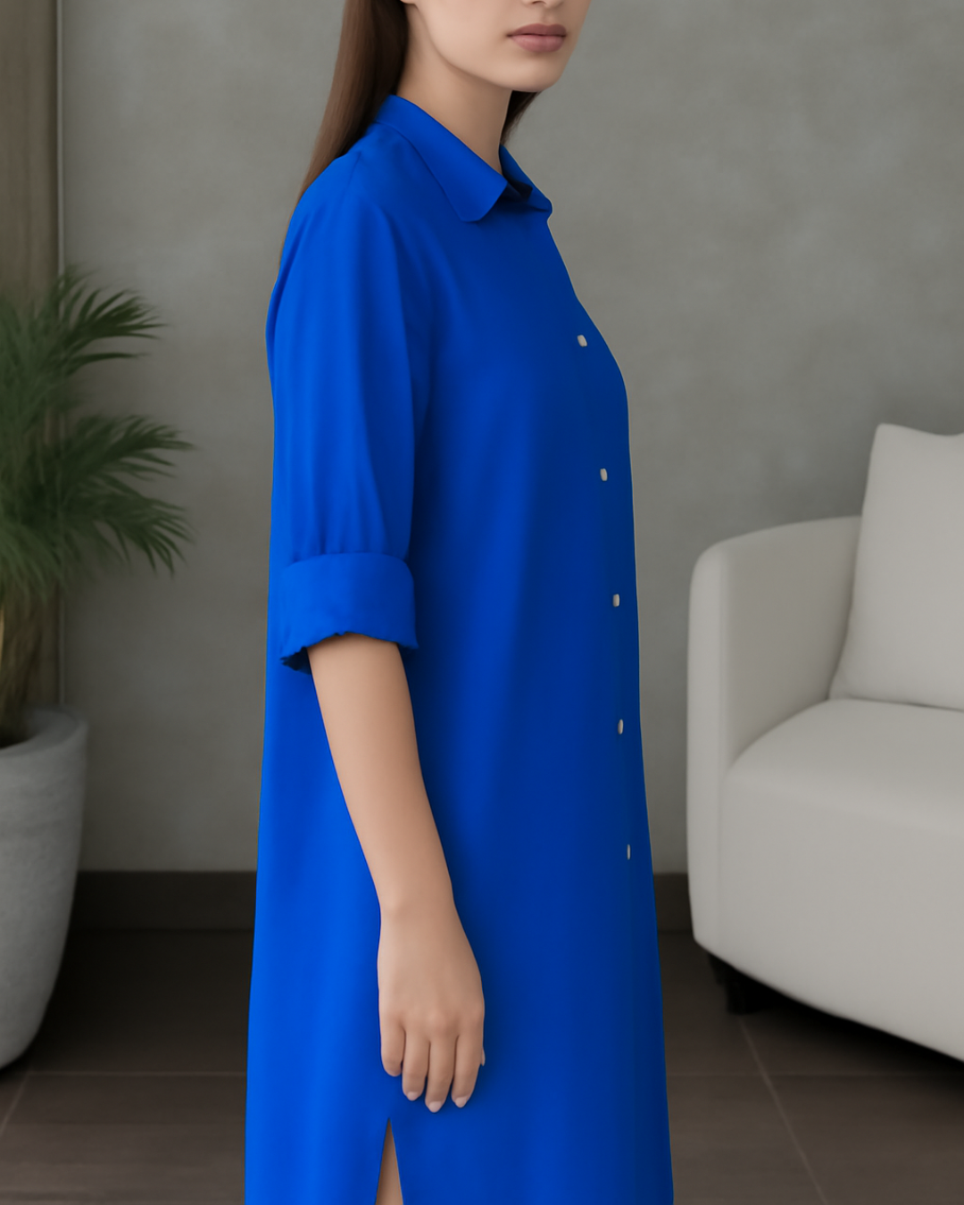 Vestido Camisero Holgado de Tela Fresca