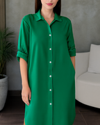 Vestido Camisero Holgado de Tela Fresca