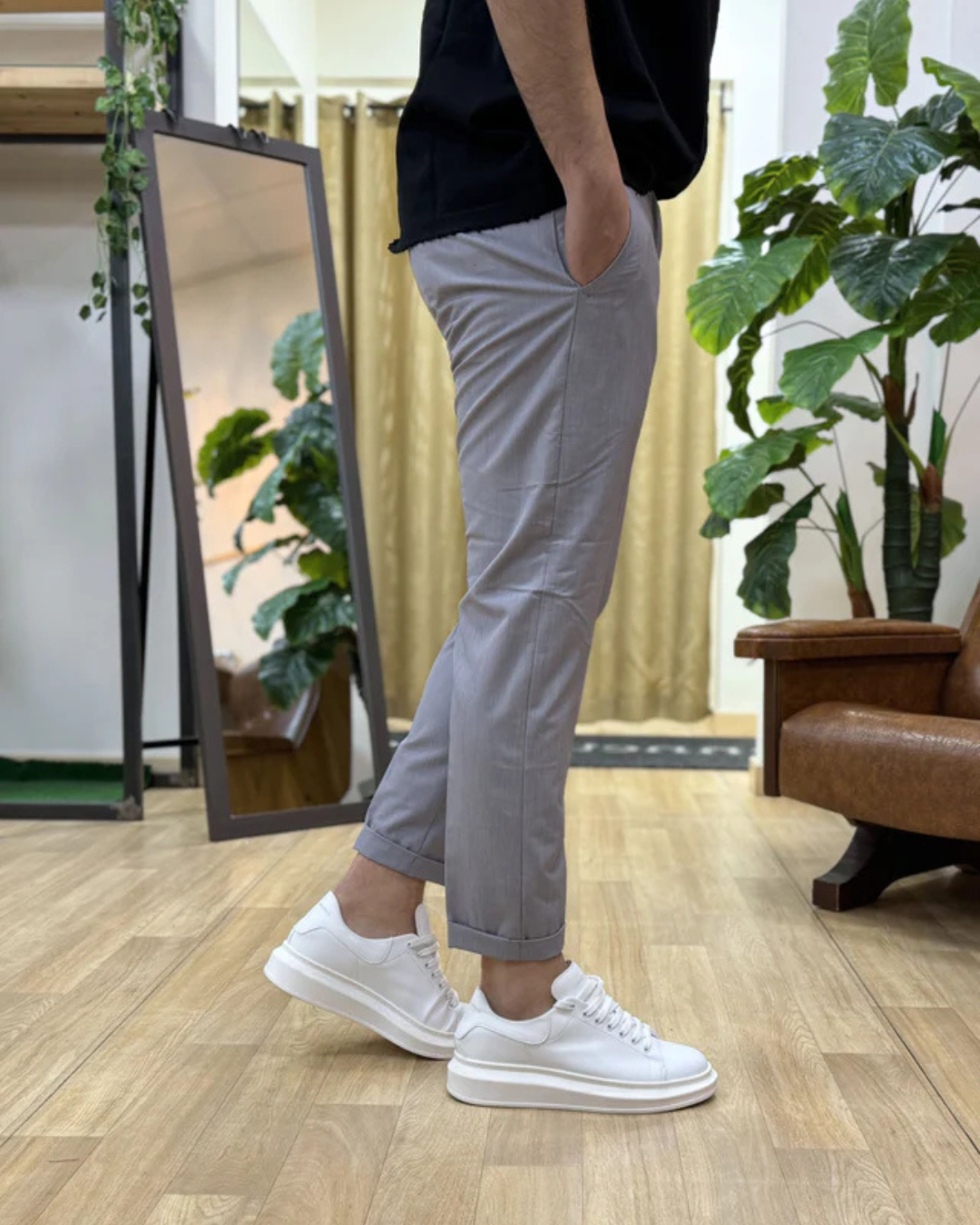 Pantalón Casual Unicolor para Hombre