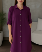 Vestido Camisero Holgado de Tela Fresca