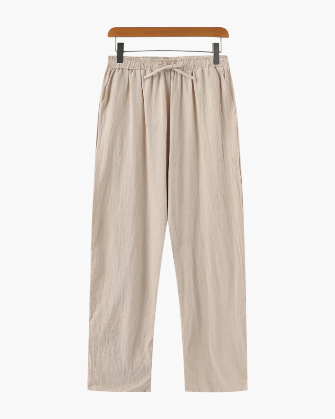 Pantalón con Corte Recto y Cintura Ajustable de Lino para Hombre