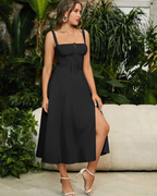 Vestido Elegante con Corset y Tiras Anchas  Estilo Sofisticado y Femenino