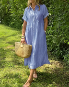 Vestido Camisero Holgado con Bolsillos