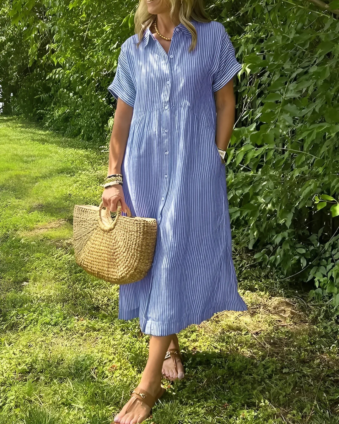 Vestido Camisero Holgado con Bolsillos