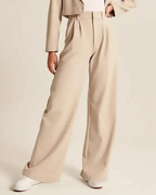 Pantalón de vestir cintura alta y corte recto para mujer