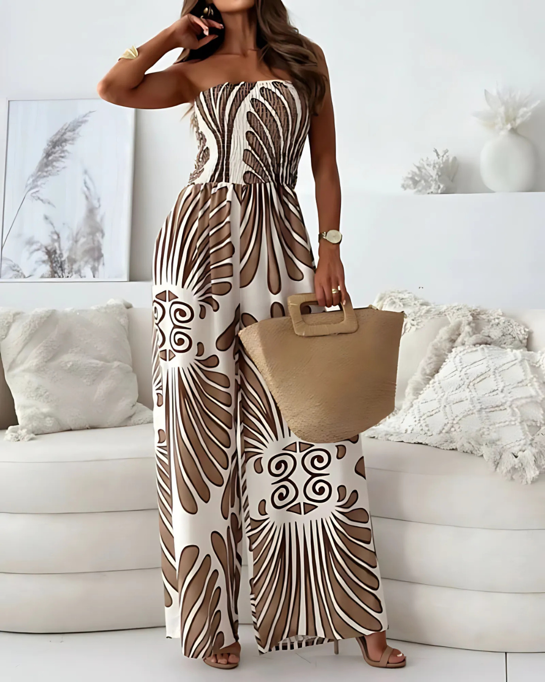 Mono con volantes sin tirantes