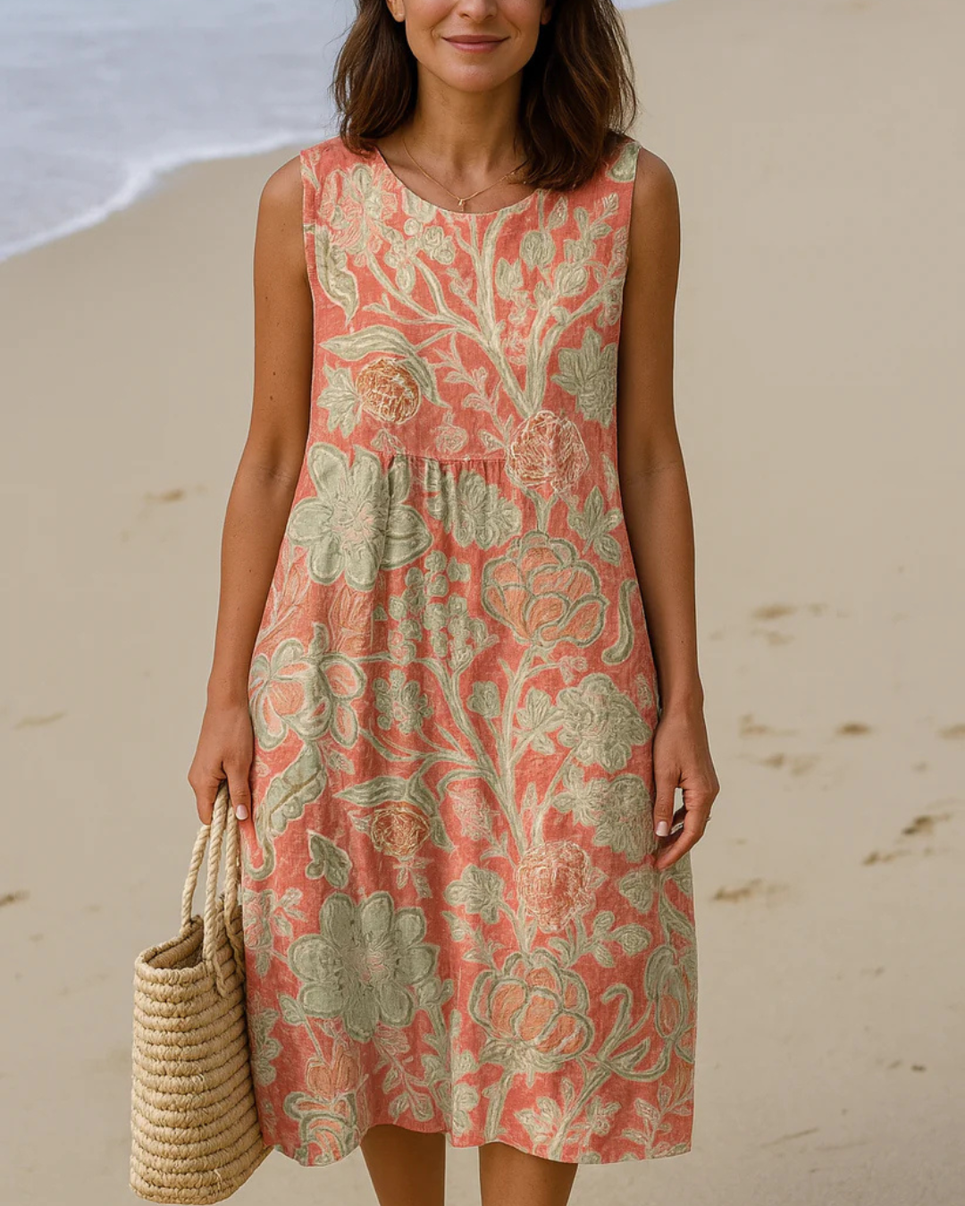 Vestido vintage con flores y mangas cortas®