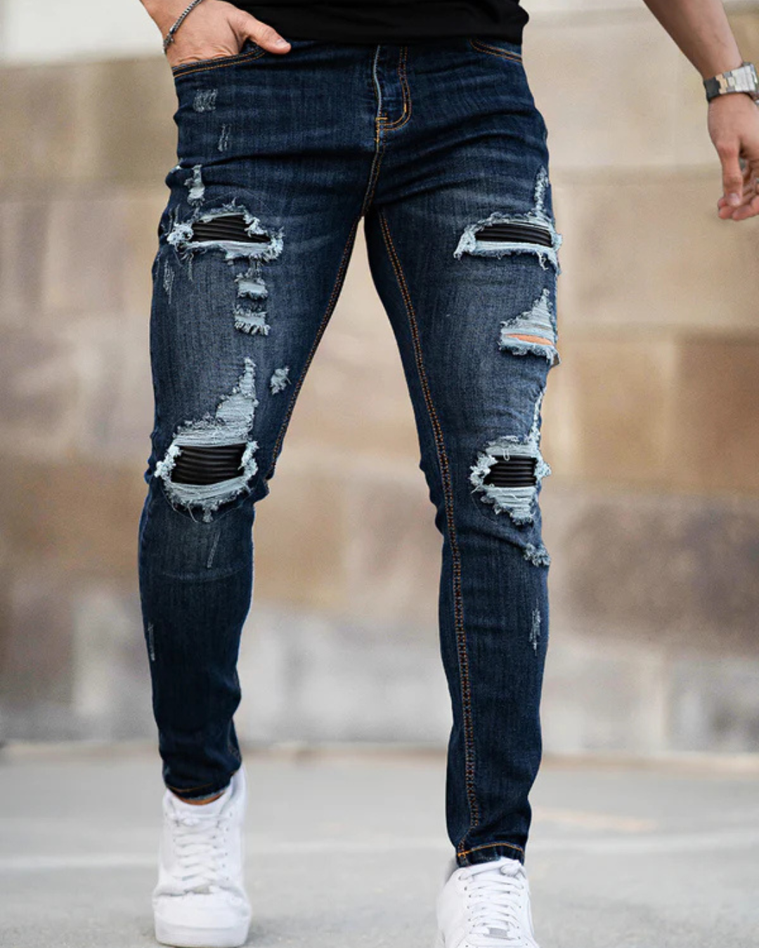 Pantalones vaqueros ajustados elásticos para hombre