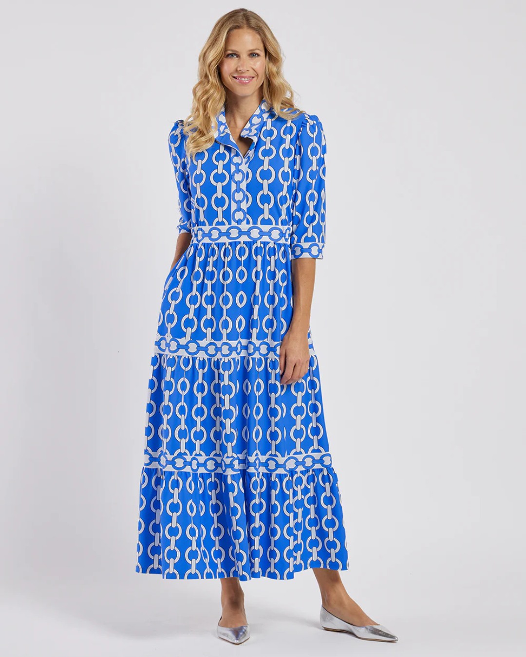 Vestido largo con mangas cortas y estampado de cadenas®