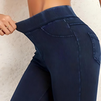 Pantalón Elástico Ajustado Tiro Alto con Bolsillo Trasero®