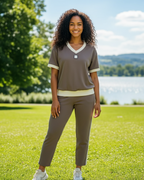 Elegante conjunto de top y pantalón con cuello en V®