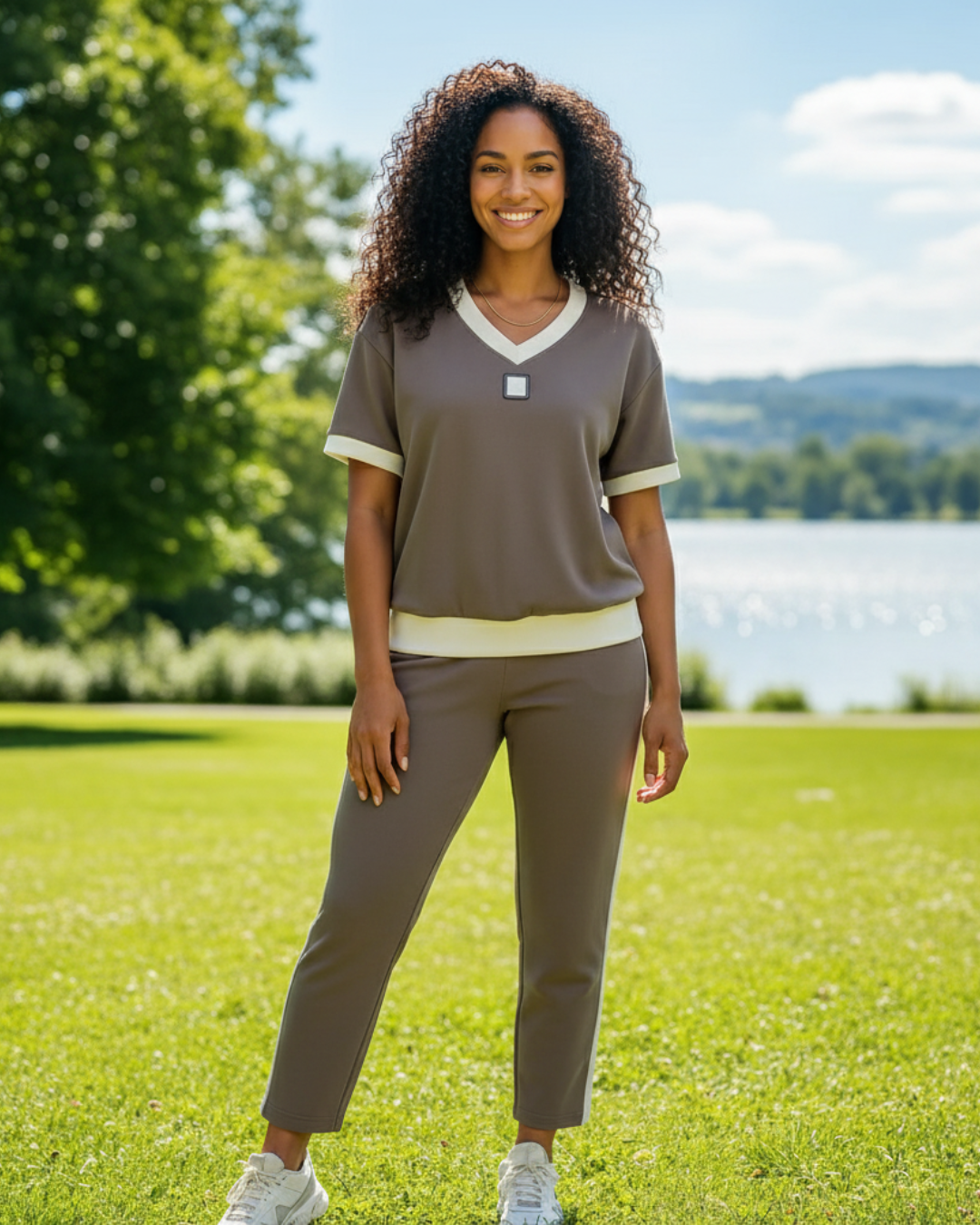 Elegante conjunto de top y pantalón con cuello en V®