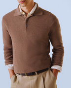 Polo de mangas largas en punto para hombre