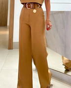 Conjunto Elegante con Top Corto y Pantalón de Pierna Ancha para Mujer®