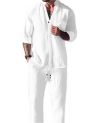 Conjunto de dos piezas en lino y algodón con mangas cortas®