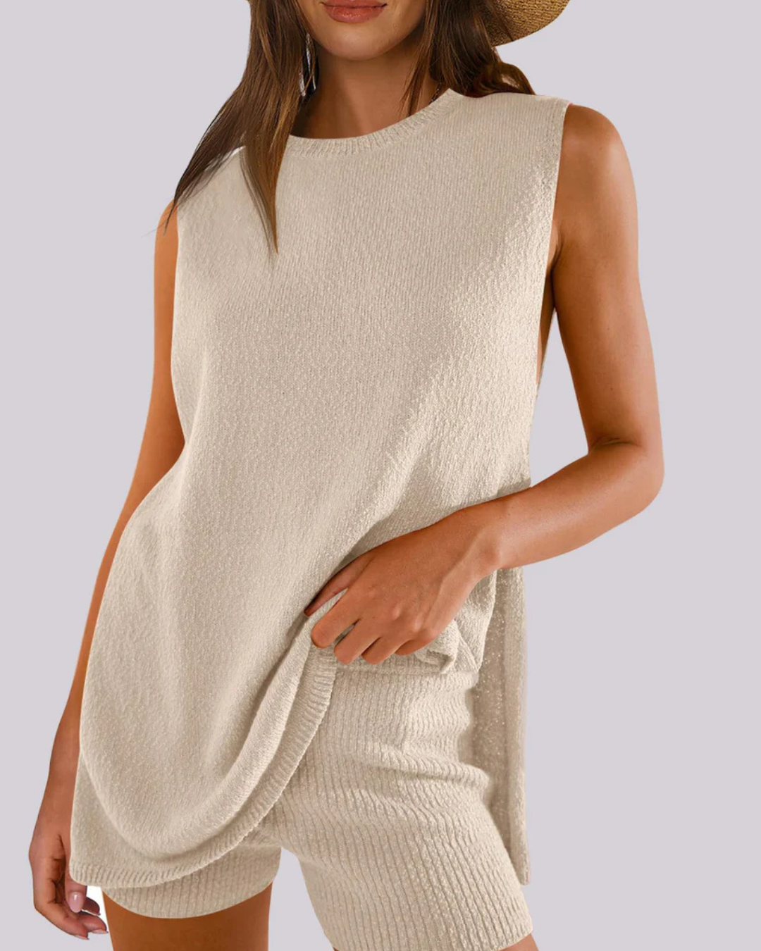 Conjunto de suéter sin mangas para mujer