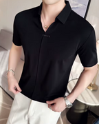 Polo para hombre con alta elasticida suave y resistente a las arrugas en color liso