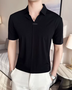 Polo para hombre con alta elasticida suave y resistente a las arrugas en color liso