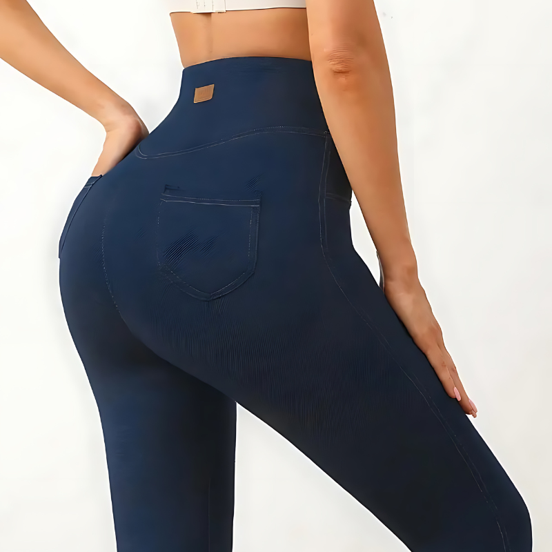 Pantalón Elástico Ajustado Tiro Alto con Bolsillo Trasero®