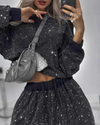 Conjunto de Dos Piezas con Bordado de Lentejuelas para Mujer