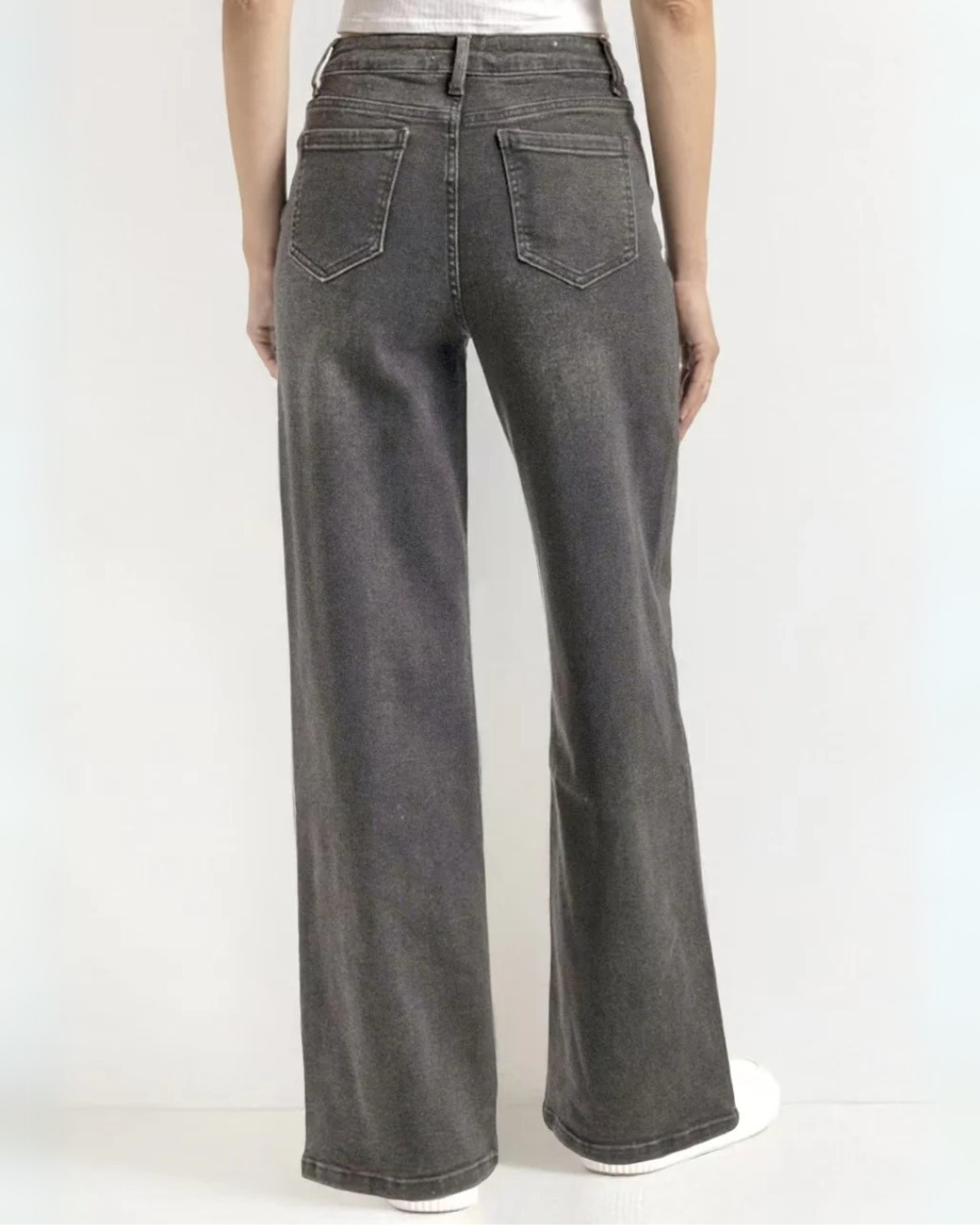 Pantalón Casual de Tiro Medio con Múltiples Bolsillos y Pierna Ancha