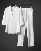 Conjunto de dos piezas en lino y algodón con mangas cortas®