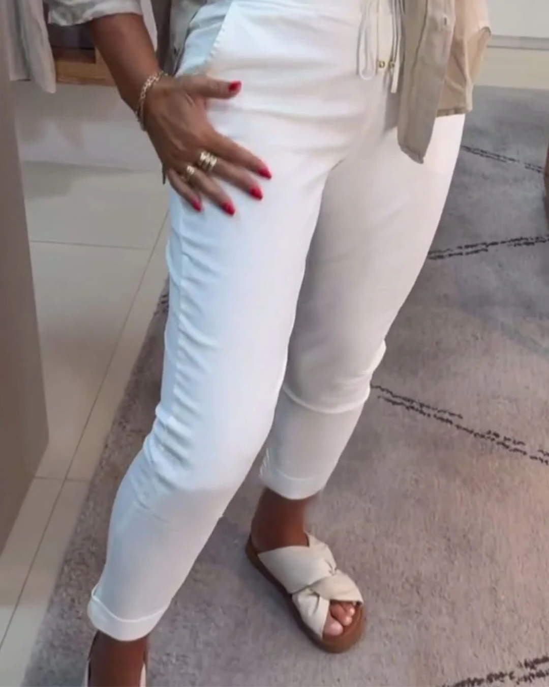 Pantalones anchos con ajuste elástico para mujer